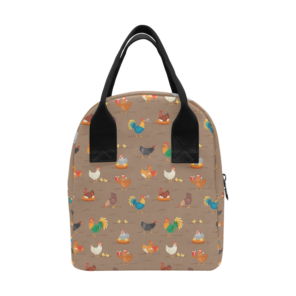 Chicken Happy Print Pattern Insulated Lunch Bag