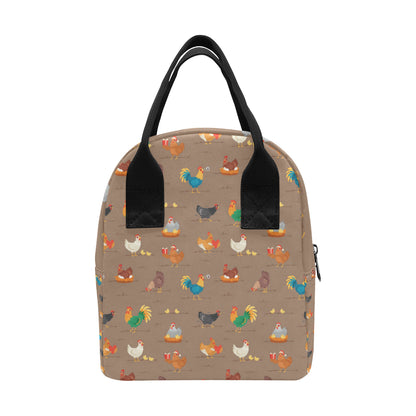 Chicken Happy Print Pattern Insulated Lunch Bag