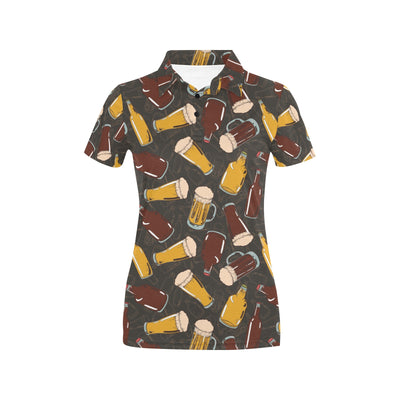 Beer Pattern Print Design 03 Women's Polo Shirt