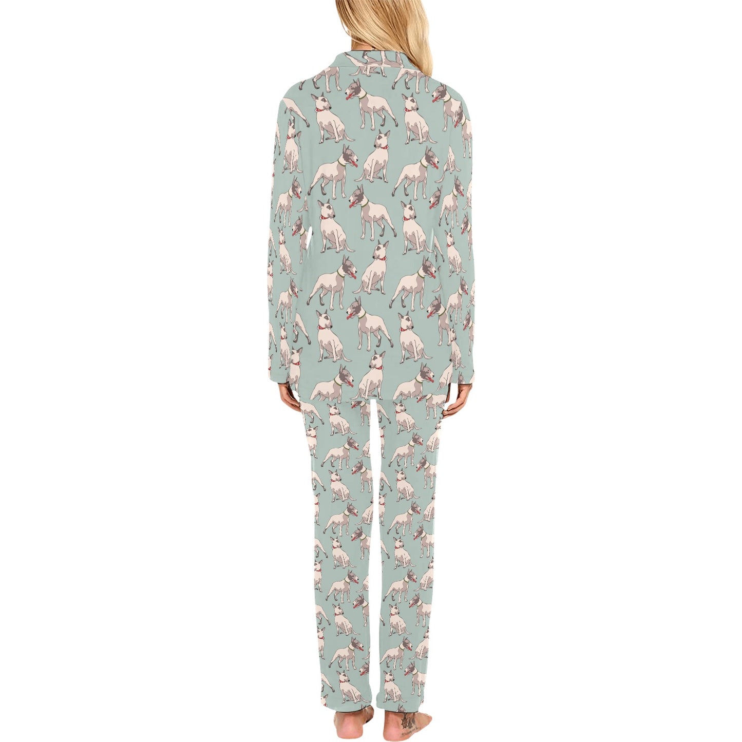 Bull Terrier Cute Print Pattern Women's Long Pajama Set