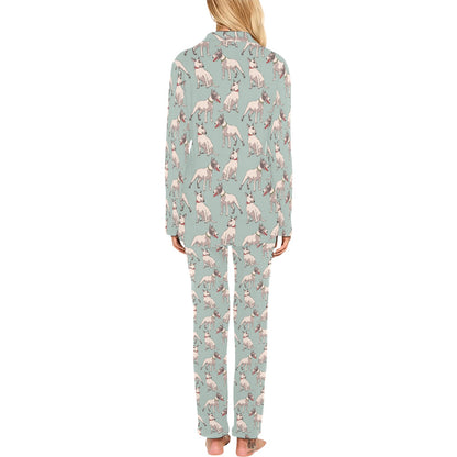Bull Terrier Cute Print Pattern Women's Long Pajama Set