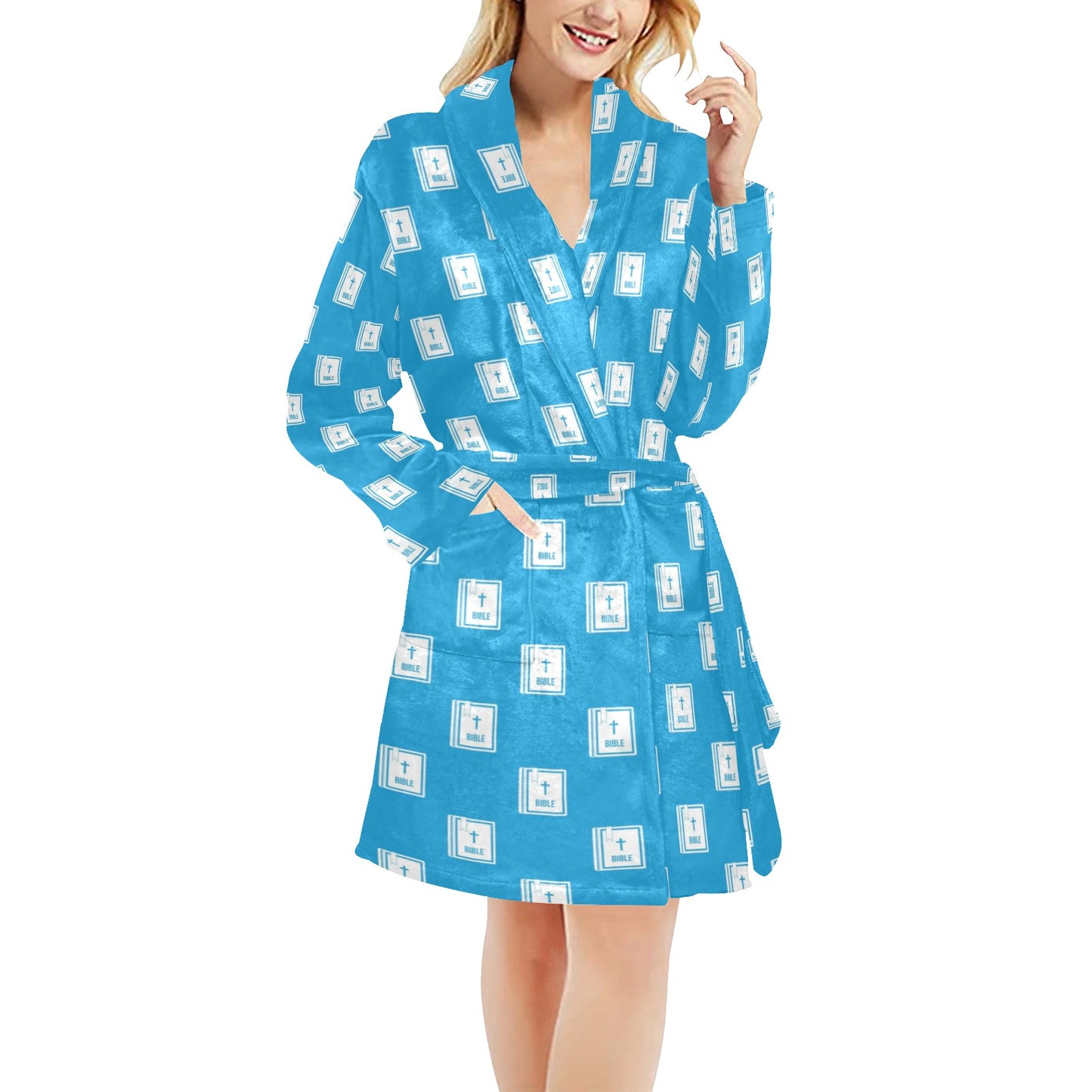 Bible Pattern Print Design 02 Women's Fleece Robe