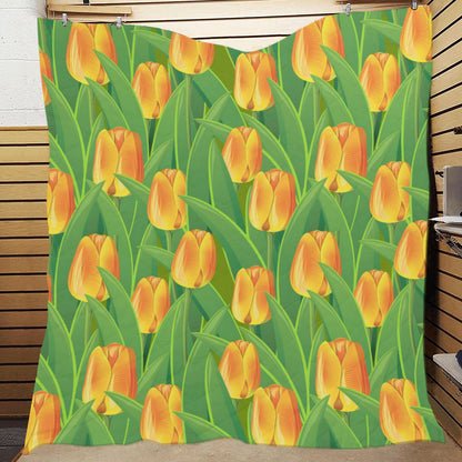 Tulip Orange Pattern Print Design TP07 Premium Quilt