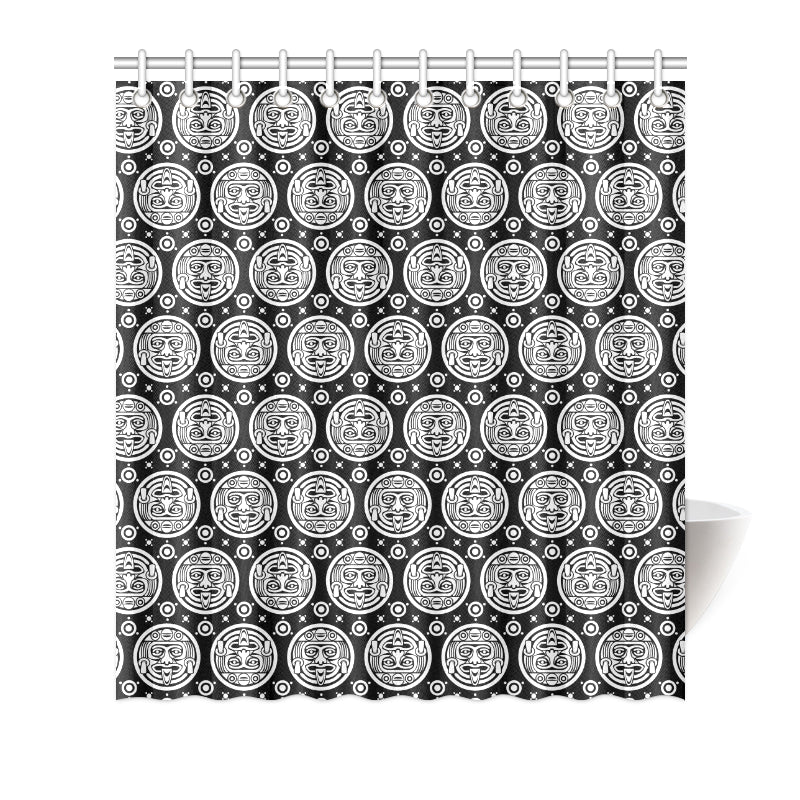Calendar Aztec White Black Print Pattern Shower Curtain