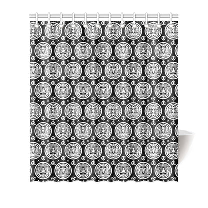 Calendar Aztec White Black Print Pattern Shower Curtain