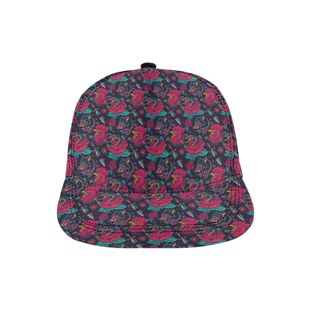 Old School Tattoo Print Snapback Cap
