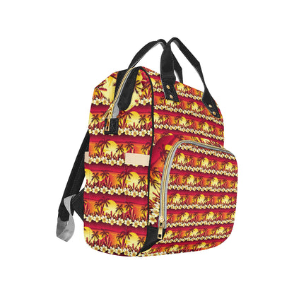 Hawaiian Tropical Sunset Hibiscus Print Diaper Bag Backpack
