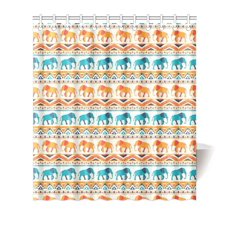Elephant Aztec Ethnic Print Pattern Shower Curtain