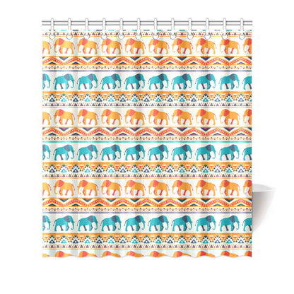 Elephant Aztec Ethnic Print Pattern Shower Curtain