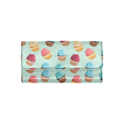 Cupcake Pattern Print Design 01 Women's Trifold Wallet