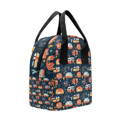 Camper Caravan Print Pattern Insulated Lunch Bag