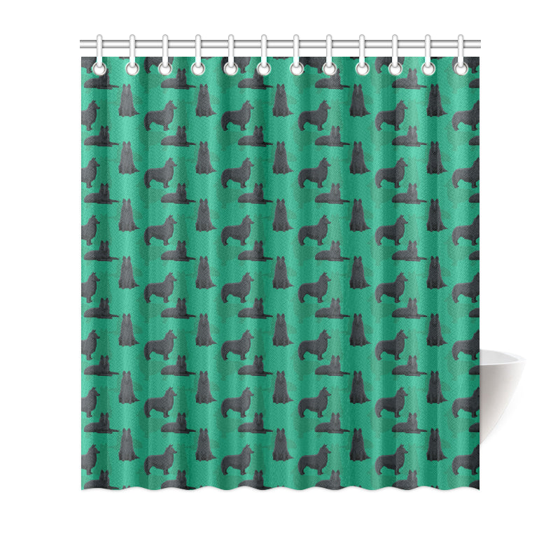 Belgian Sheepdog Pattern Print Design 01 Shower Curtain