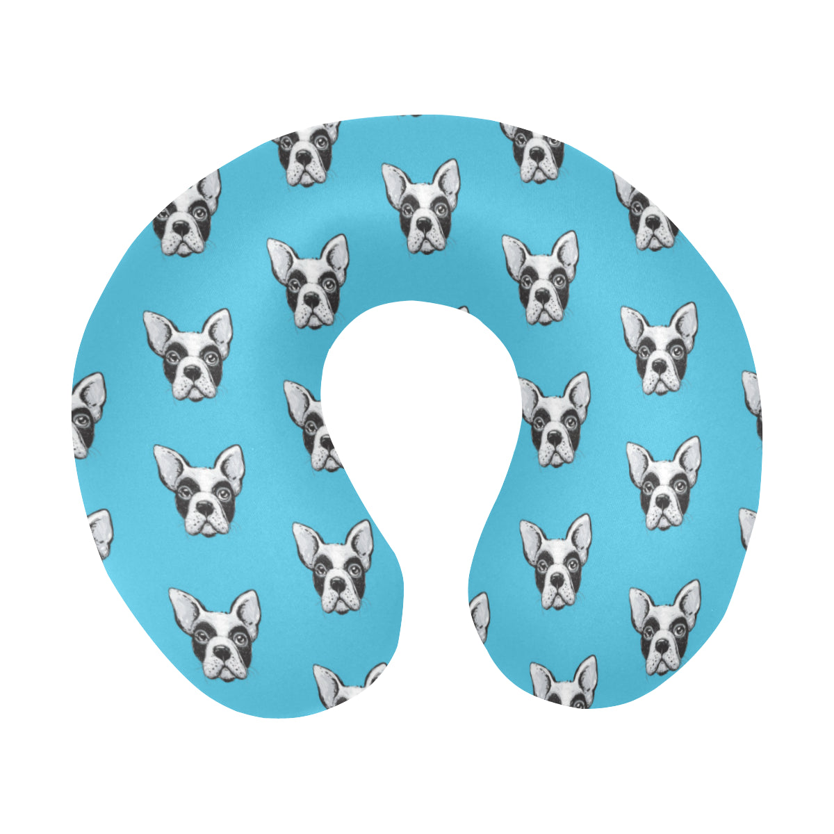 Boston Terrier Pattern Print Design 01 U-Shaped Travel Neck Pillow