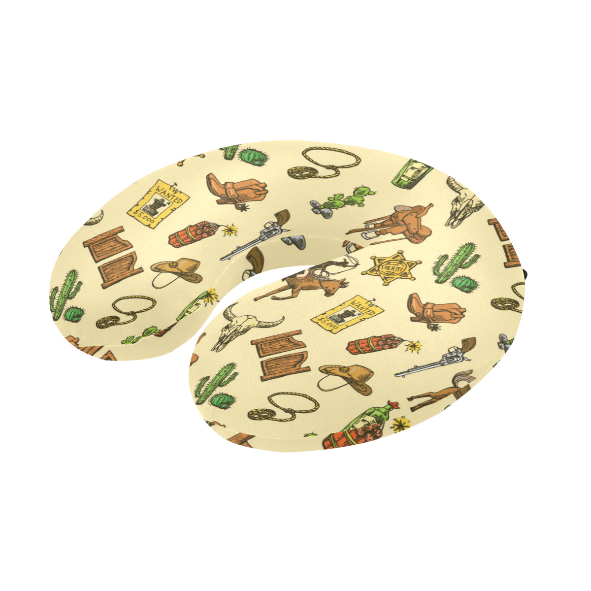 Cowboy Pattern Print Design 04 U-Shaped Travel Neck Pillow