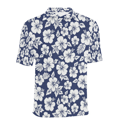 Hibiscus Pattern Print Design HB012 Men Polo Shirt