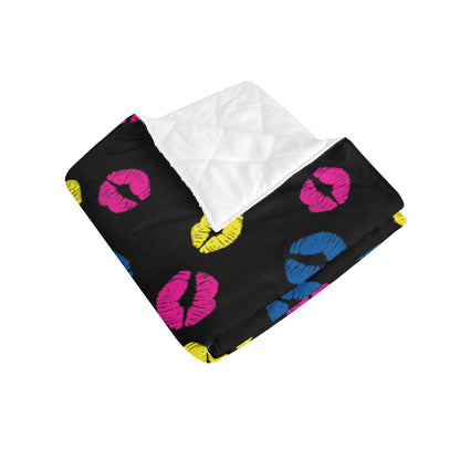 Lip Neon Color Pattern Print Design 01 Premium Quilt