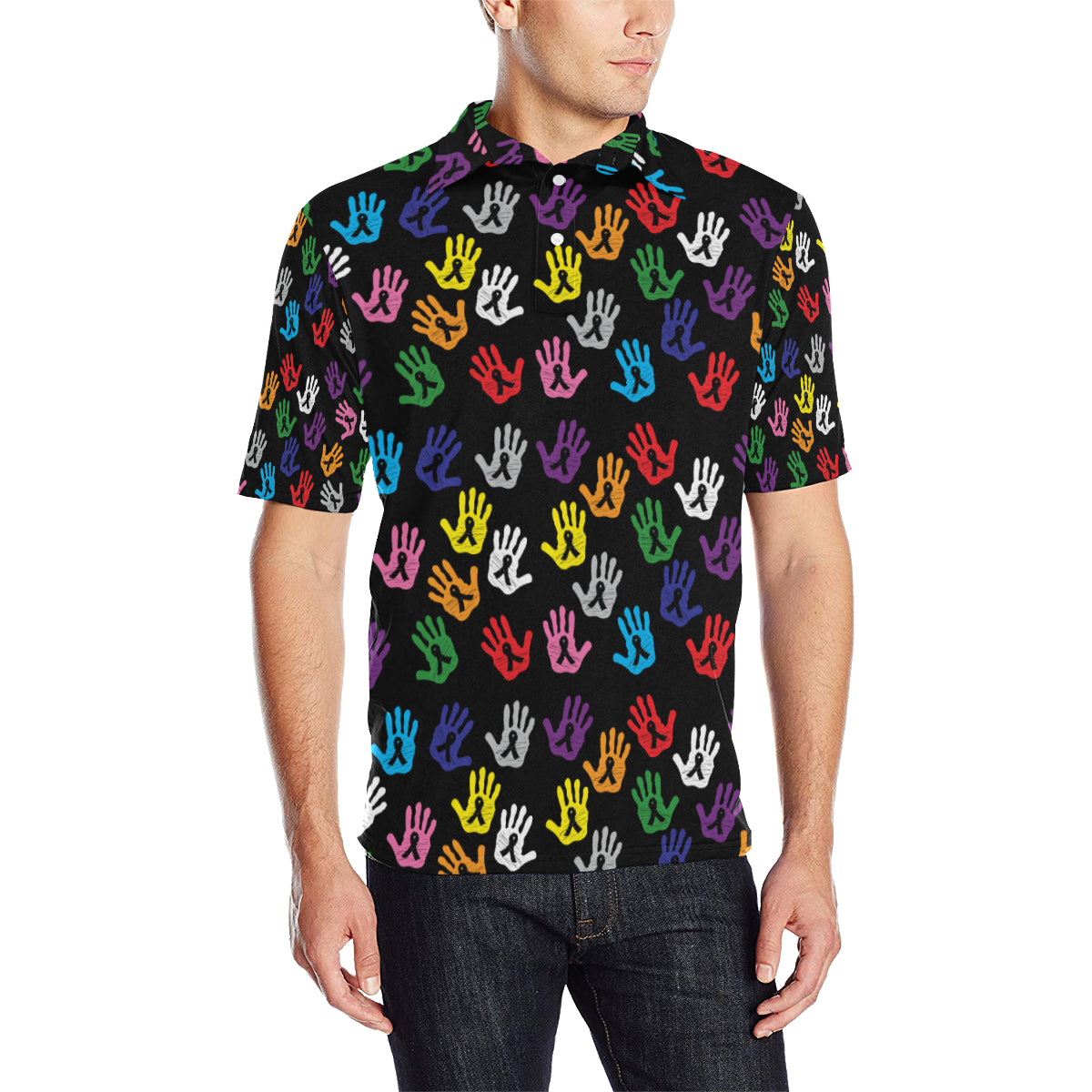 Cancer Awareness Pattern Print Design 04 Men Polo Shirt