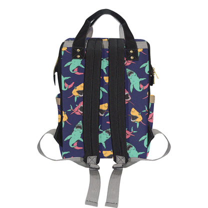 Shark Bite Pattern Diaper Bag Backpack