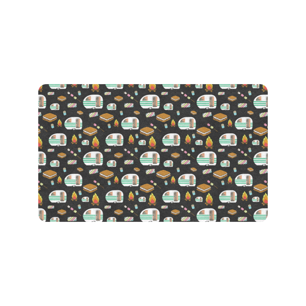 Camper marshmallow Camping Design Print Rubber Doormat