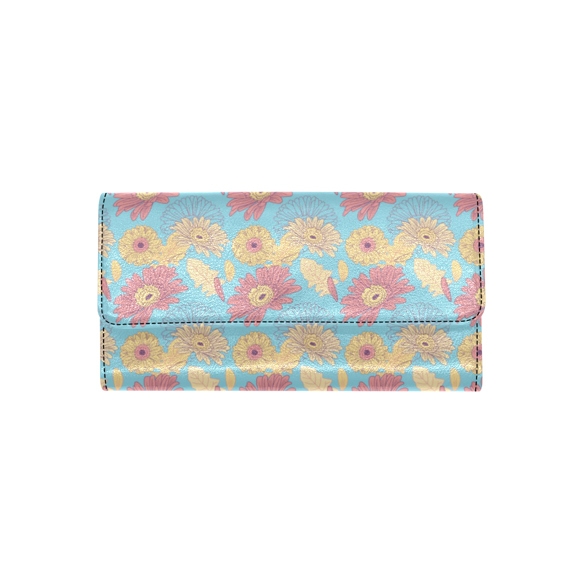 Gerberas Pattern Print Design GB04 Women's Trifold Wallet