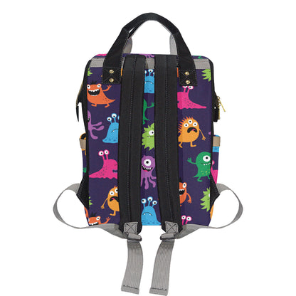 Monster Cartoon Pattern Print Design 02 Diaper Bag Backpack