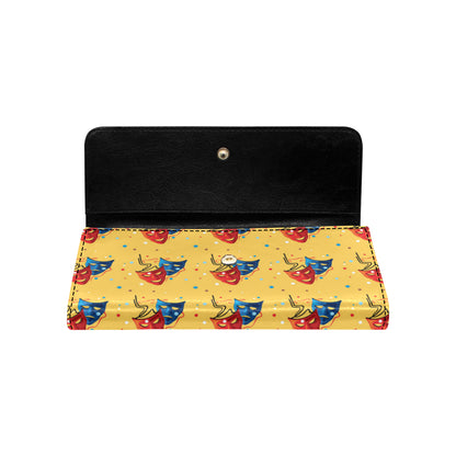 Acting Mask Pattern Print Design 02 Women's Trifold Wallet