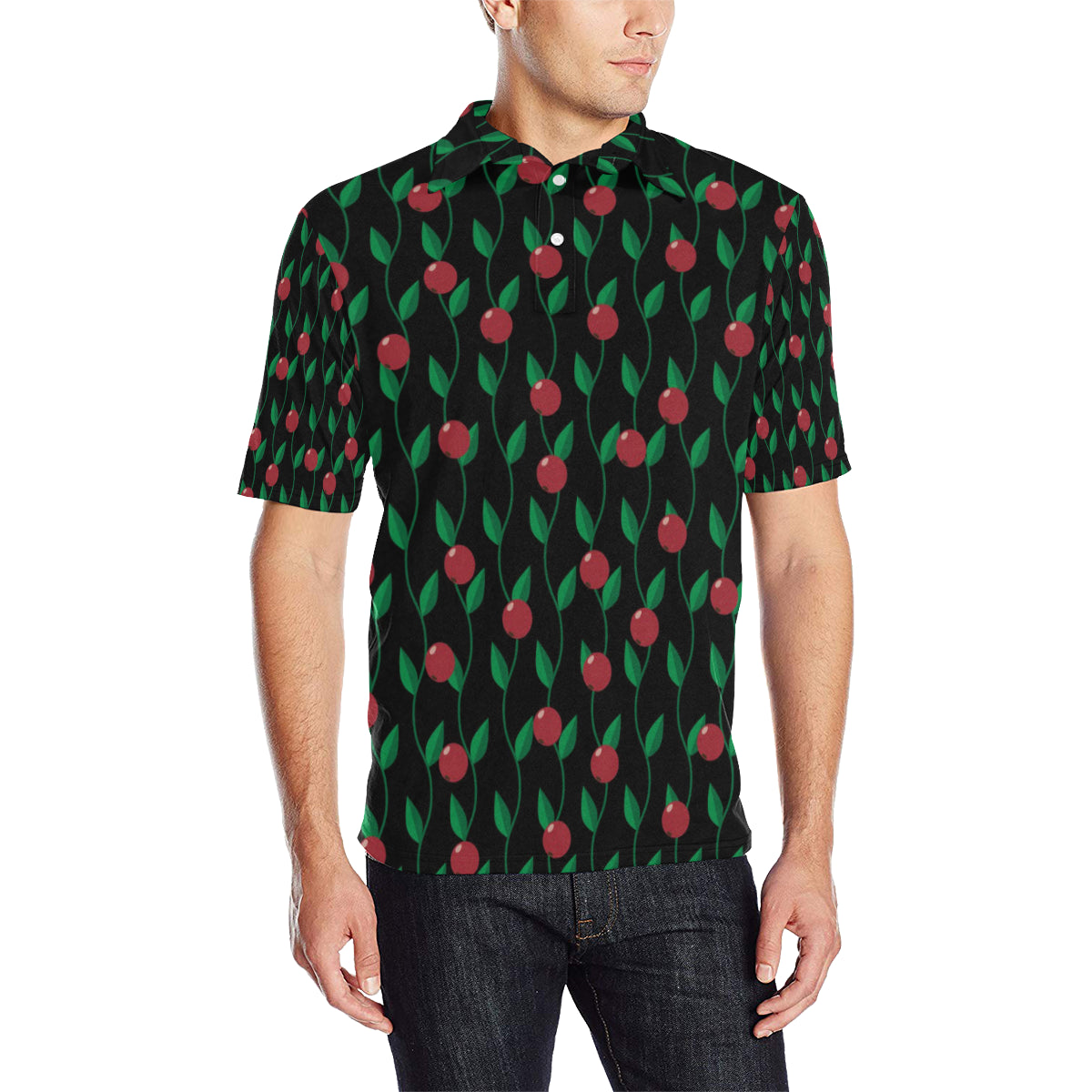 Cranberry Pattern Print Design CB01 Men Polo Shirt
