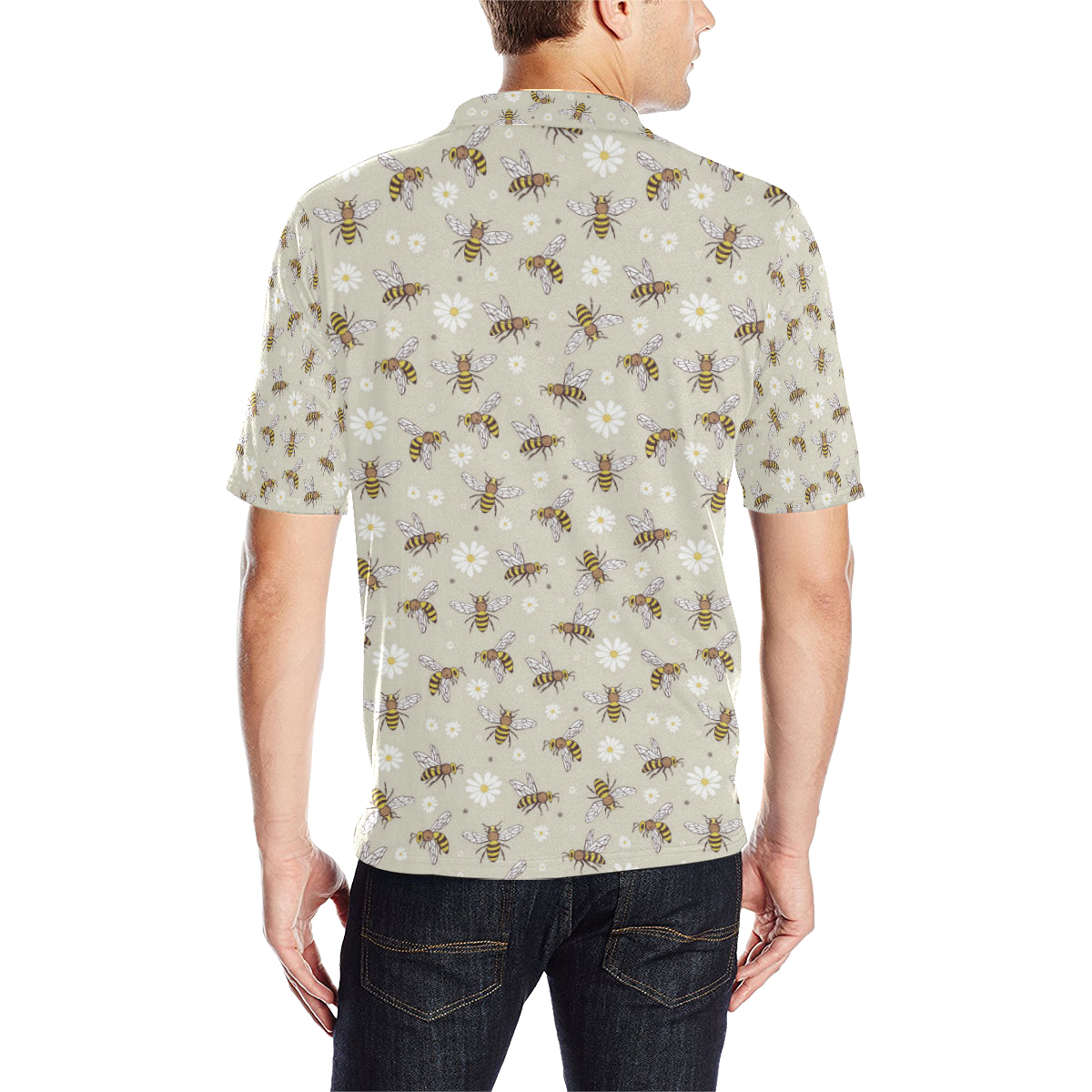 Bee Pattern Print Design 03 Men Polo Shirt