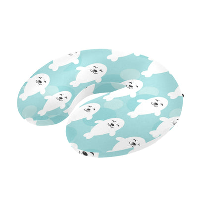 Sea Lion Baby Pattern Print Design 01 U-Shaped Travel Neck Pillow