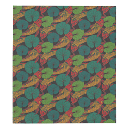 KOI Fish Pattern Print Design 01 Premium Quilt