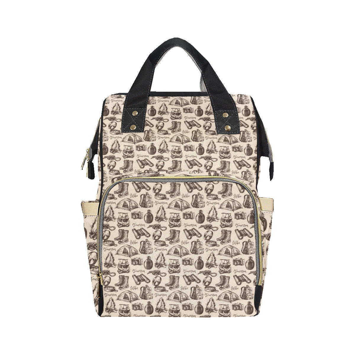Camping Pattern Print Design 01 Diaper Bag Backpack