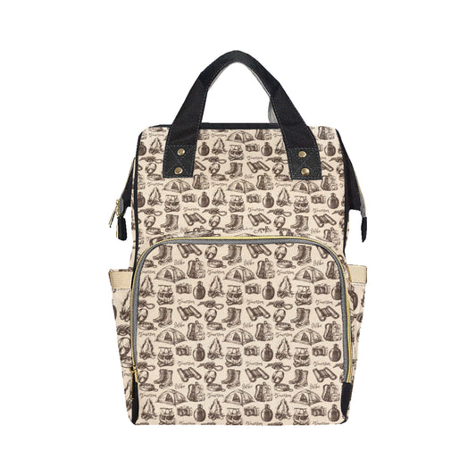 Camping Pattern Print Design 01 Diaper Bag Backpack