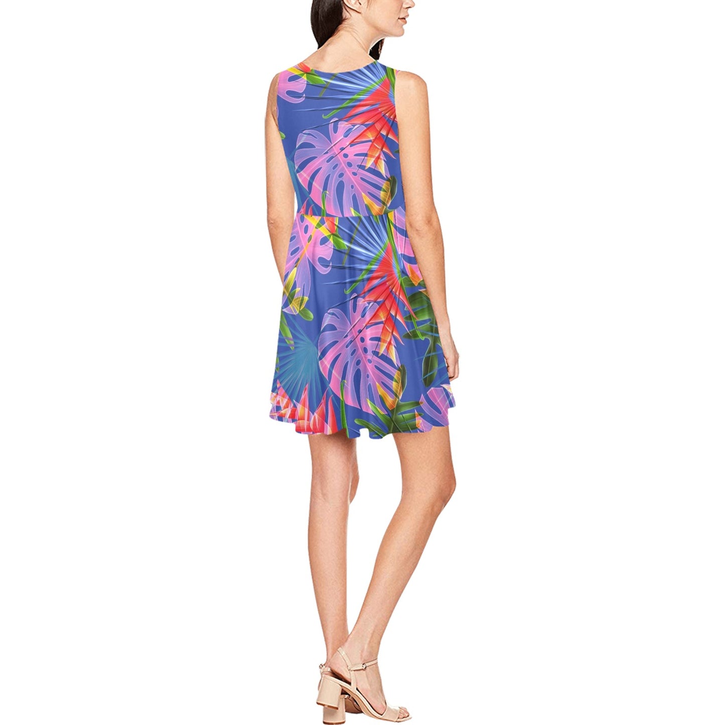 Tropical Flower Pattern Print Design TF025 Sleeveless Dress