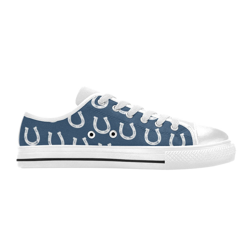 Horseshoe Print Design LKS301 Women's White Low Top Shoes