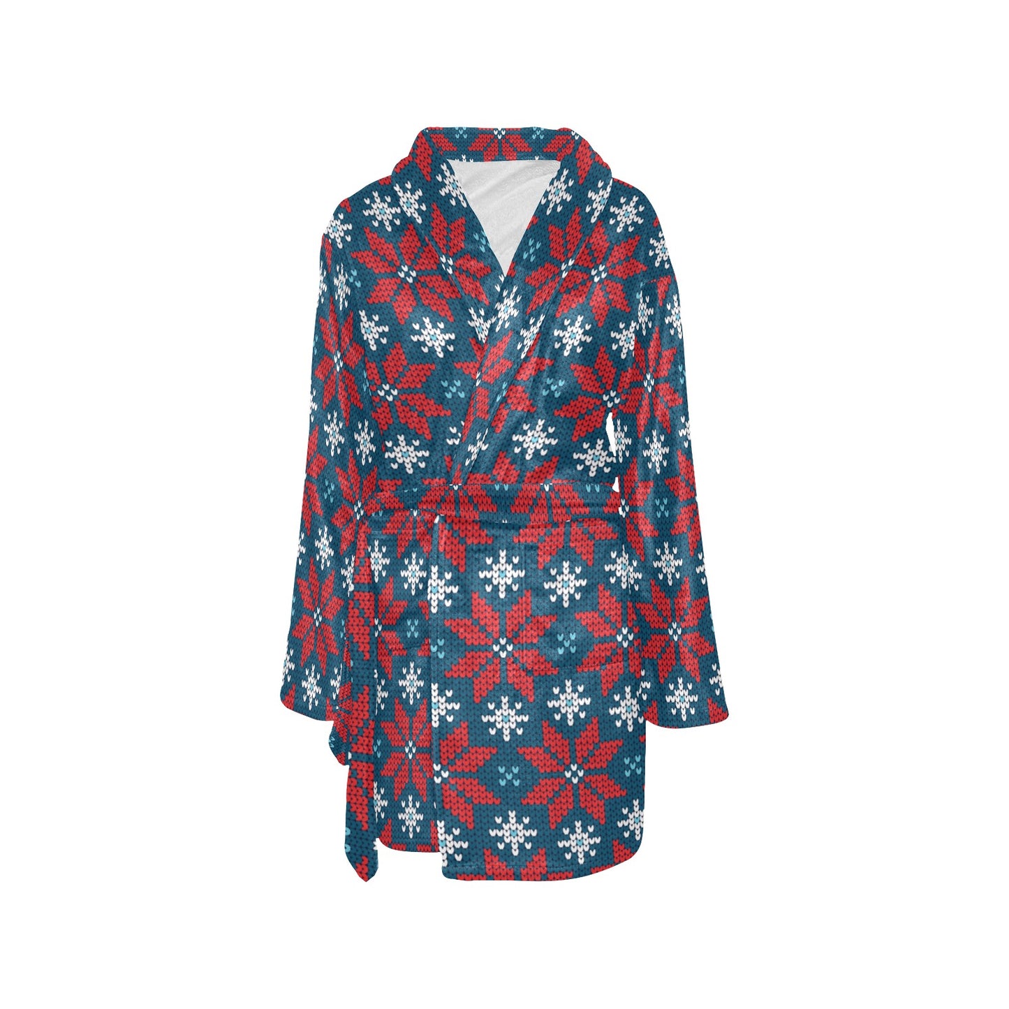 Poinsettia Pattern Print Design A02 Women's Fleece Robe