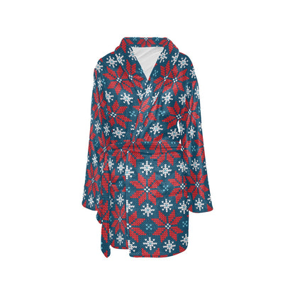 Poinsettia Pattern Print Design A02 Women's Fleece Robe