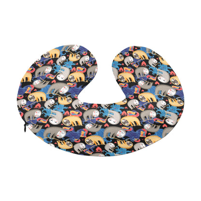 Sloth Cartoon Design Themed Print U-Shaped Travel Neck Pillow