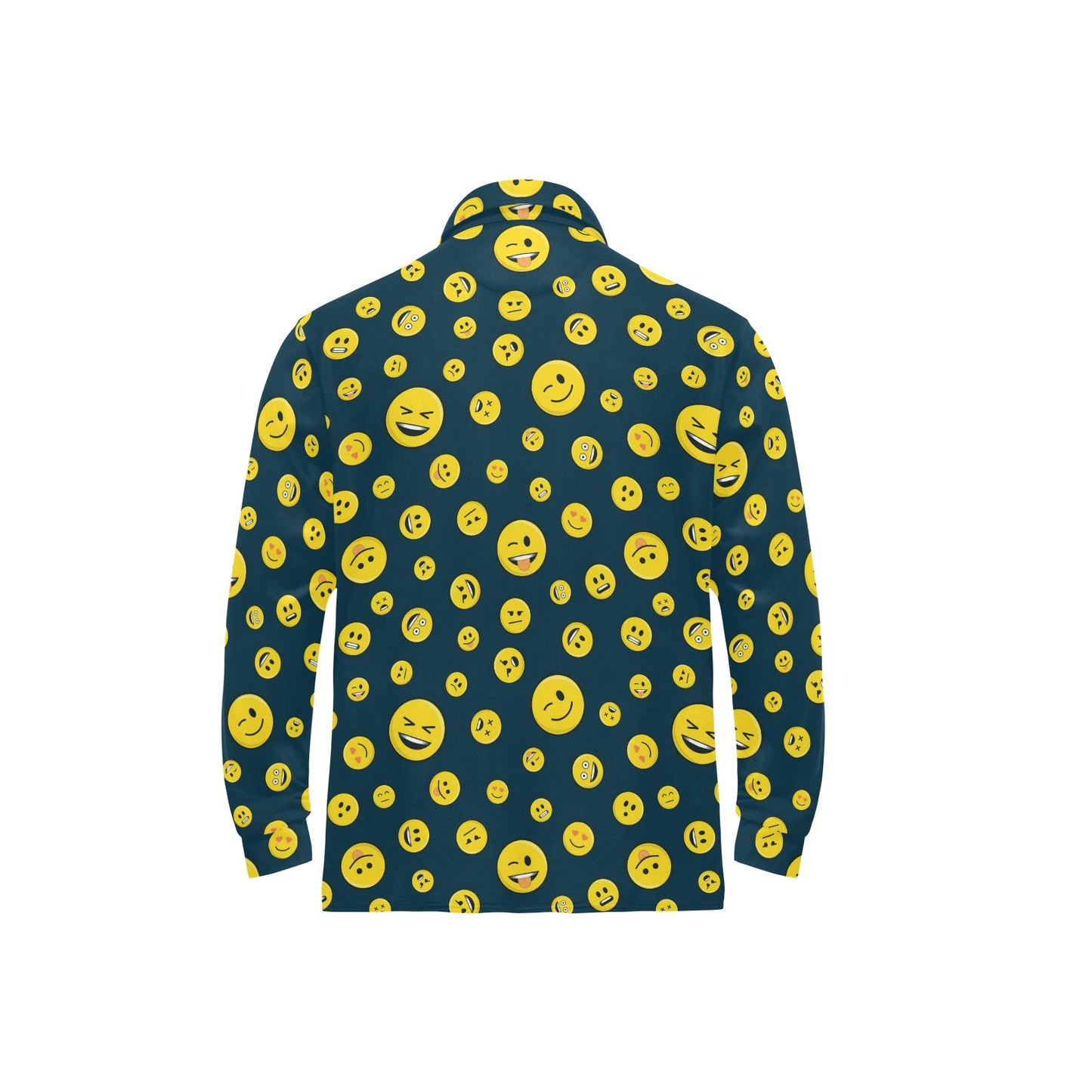 Smiley Face Emoji Print Design LKS301 Long Sleeve Polo Shirt For Men's