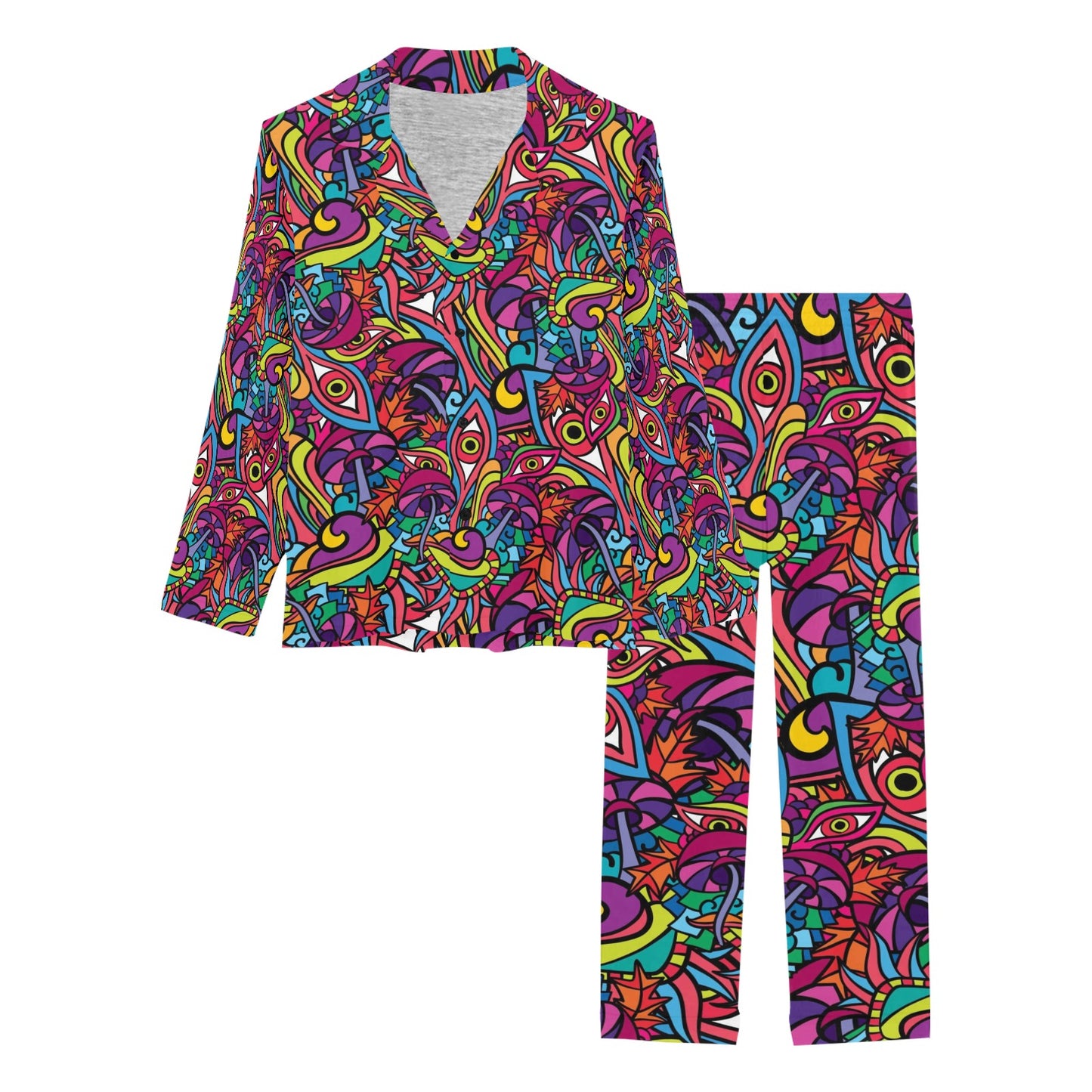 Trippy Print Design LKS302 Women's Long Pajama Set