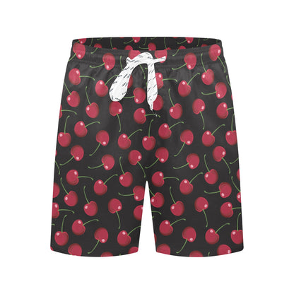 Cherry Black Background Men's Swim Trunks Beach Shorts