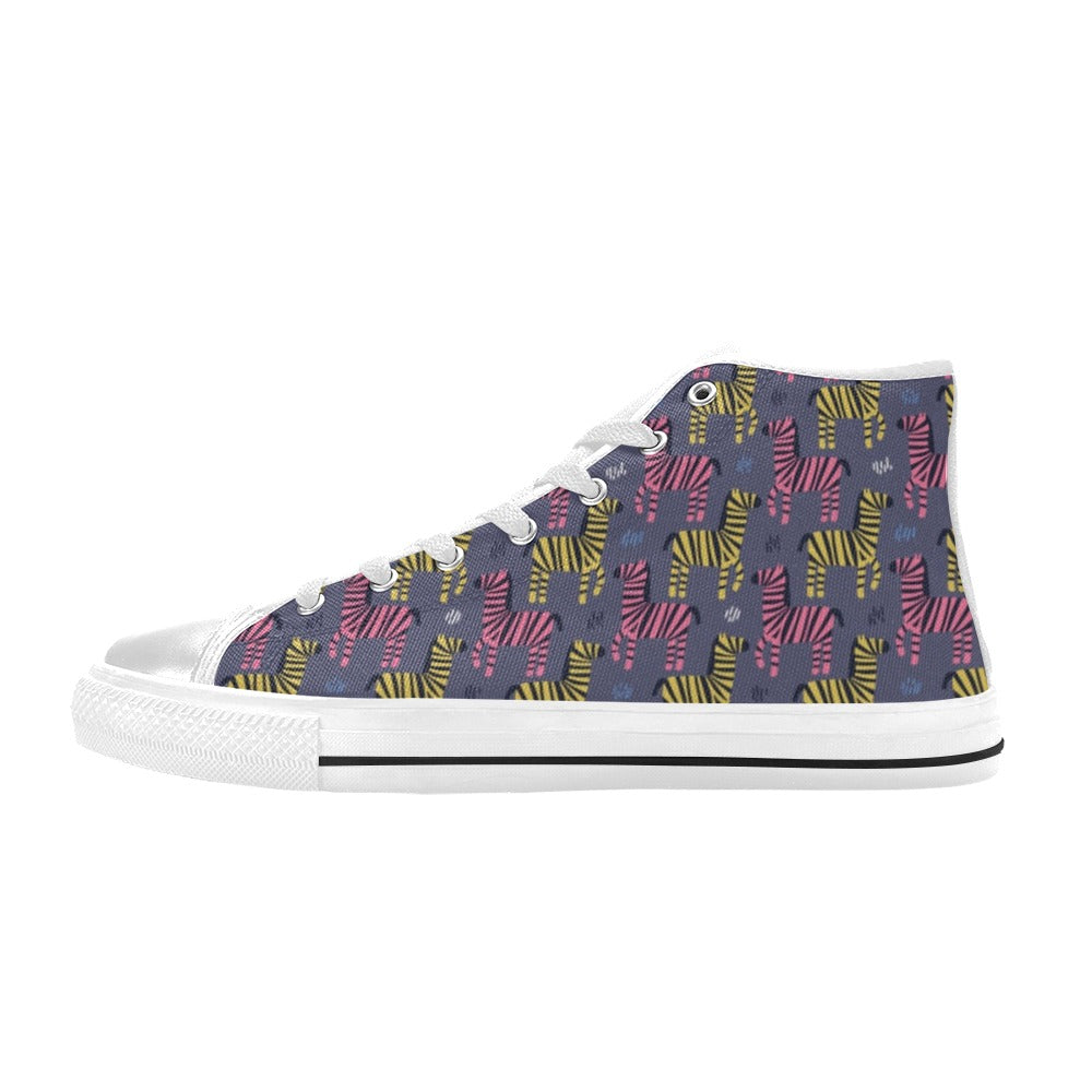 Zebra Print Design LKS303 Men's High Top Canvas Shoes