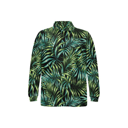 Tropical Flower Pattern Print Design TF08 Long Sleeve Polo Shirt For Men's