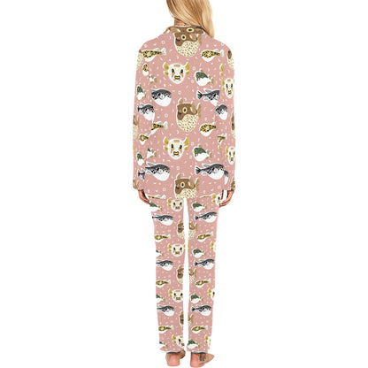 Fugu Cute Pattern Print Design 01 Women's Long Pajama Set