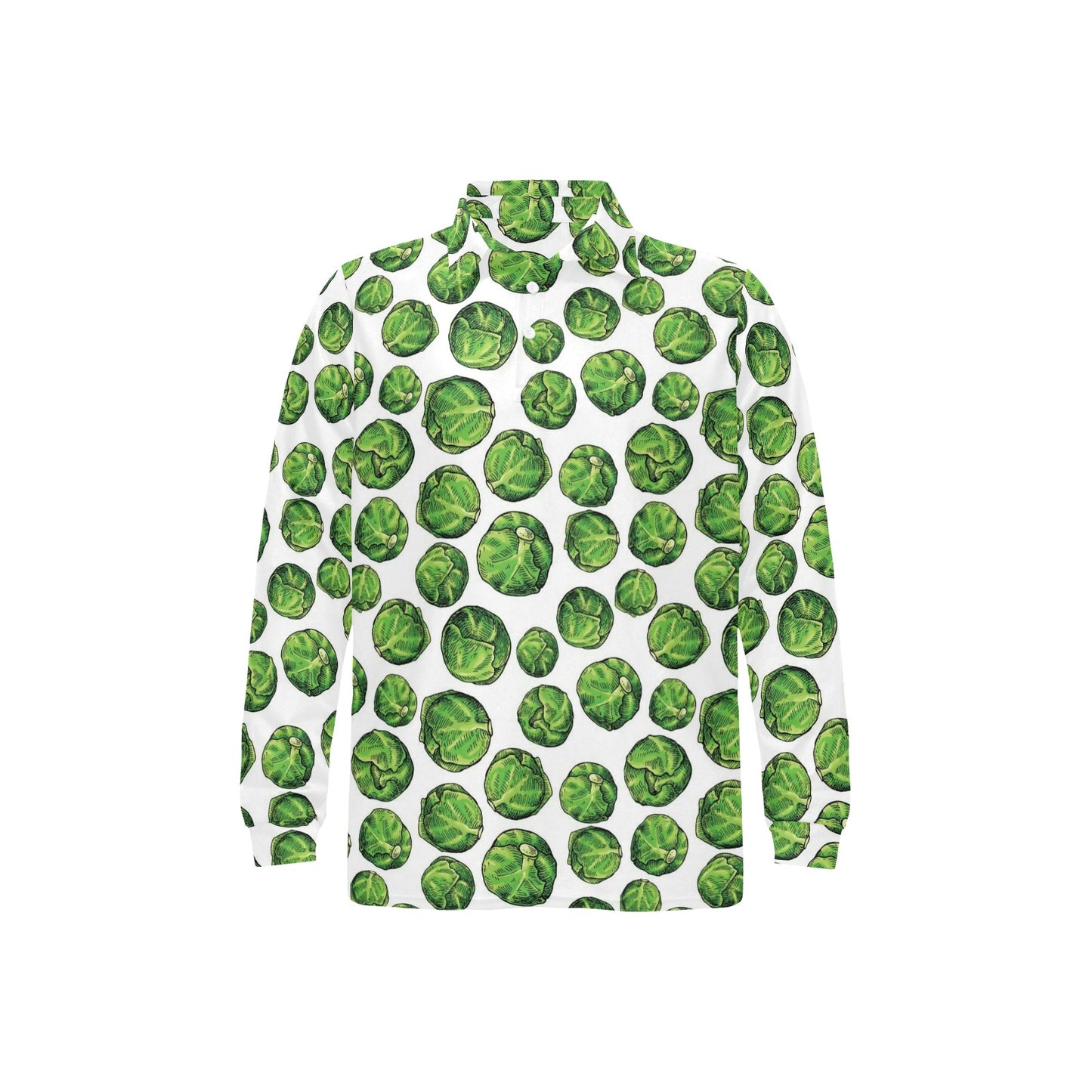 Brussels Sprouts Pattern Print Design 02 Long Sleeve Polo Shirt For Men's