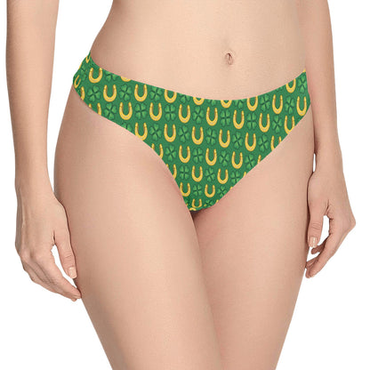 Shamrock Horseshoes Print Pattern Women's Thongs