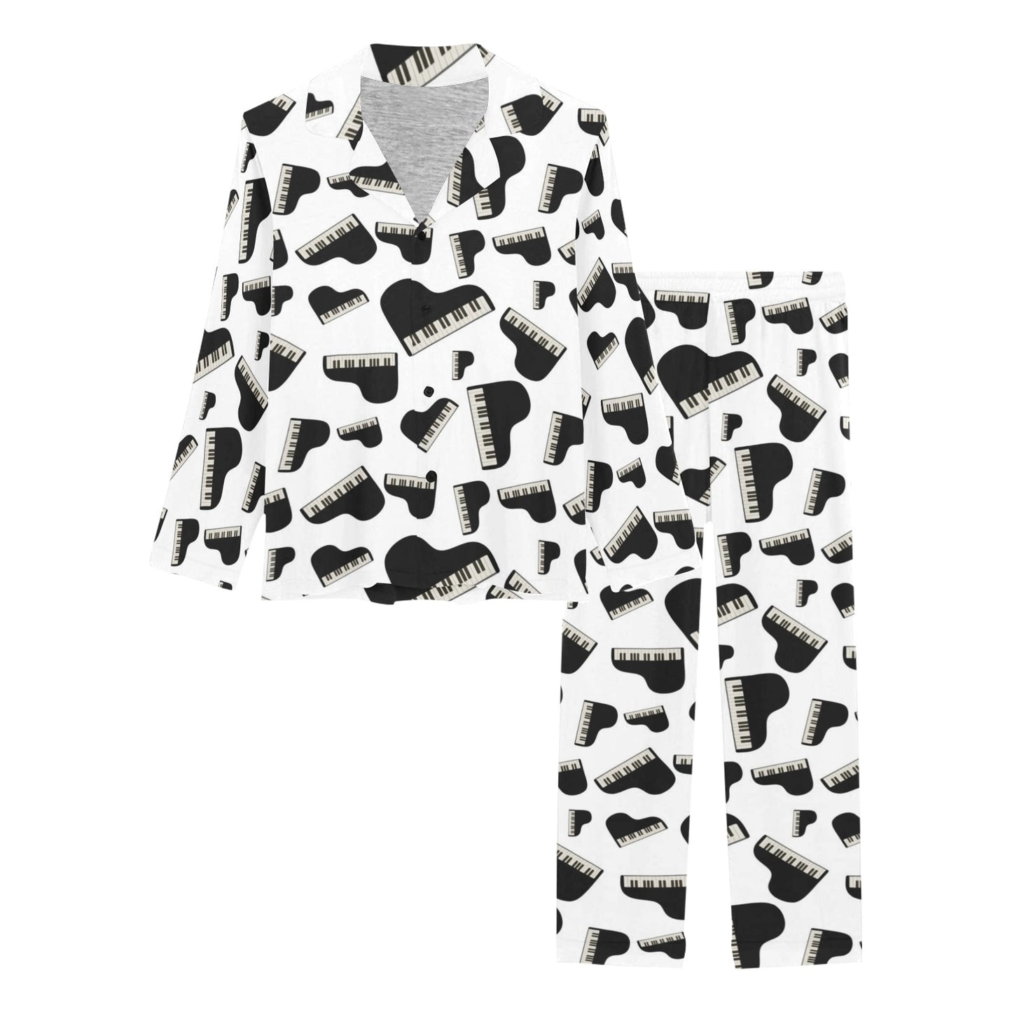Piano Print Design LKS405 Women's Long Pajama Set