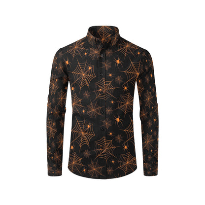 Spider Web Print Design LKS306 Men's Long Sleeve Dress Shirt