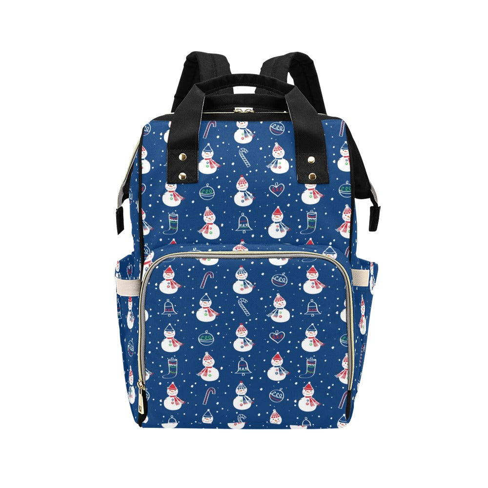 Snowman Print Design LKS306 Diaper Bag Backpack
