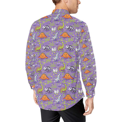 Zombie Dinosaur Print Design LKS302 Men's Long Sleeve Dress Shirt