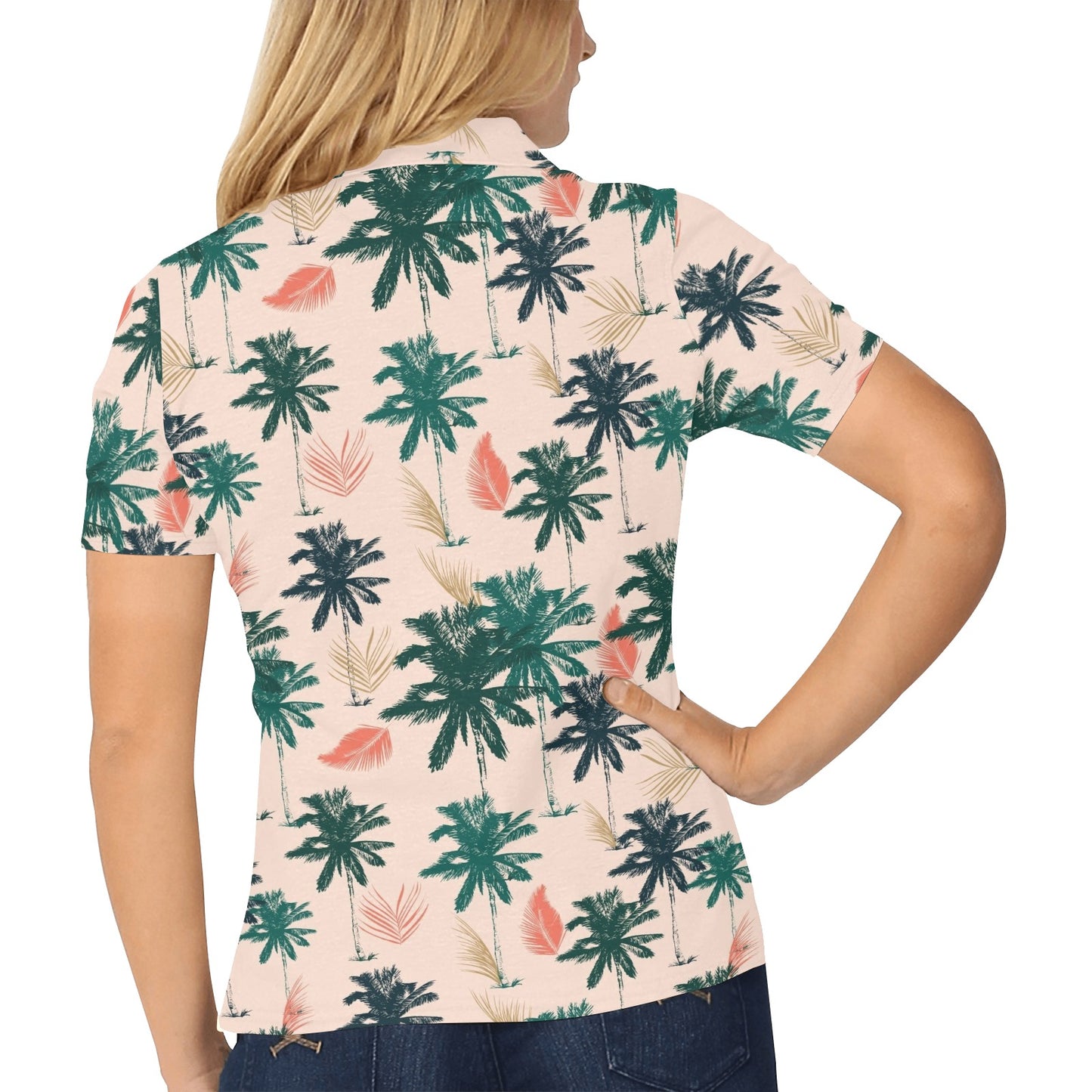 Palm Tree Pattern Print Design PT014 Women's Polo Shirt